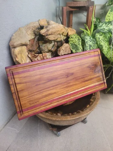 Tábua de Corte em Madeira Maciça roxinho e teca