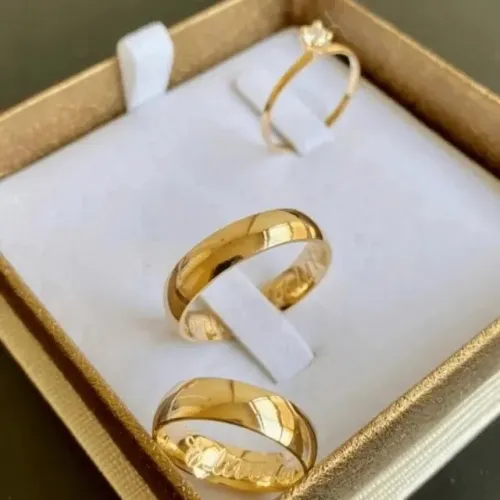 alianças banhadas a ouro 18k