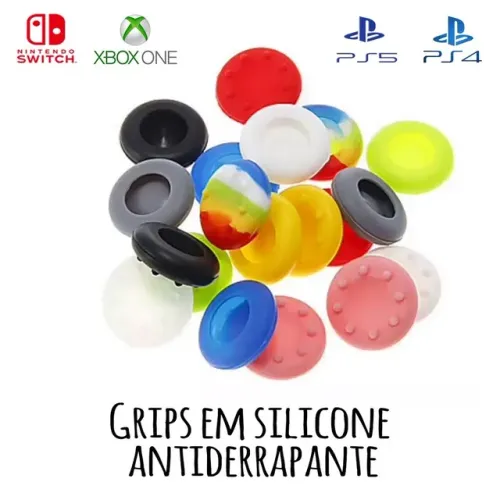 Par de Grip de Silicone para analógico de controles de XBOX 360, PS2, PS3, PS4 e PS5