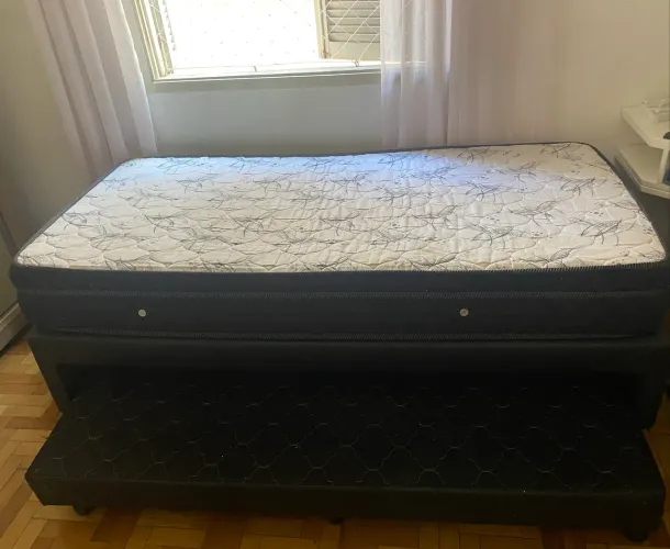 CAMA BOX SOLTEIRO COM AUXILIAR + COLCHÃO