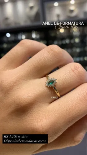 Anel de Formatura Ouro 18k com Zircônia Verde