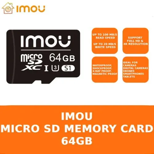 Cartão Micro SD Imou 64GB Classe 10 U3 - Novo