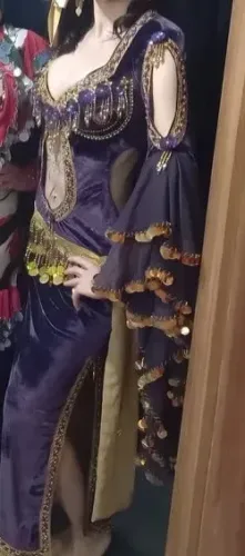 Dança do ventre / folclore figurino em veludo roxo P