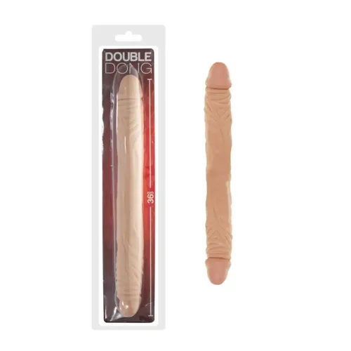 prótese real peter double dong duplo super realístico em silicone - 36 x 4 cm cor pele