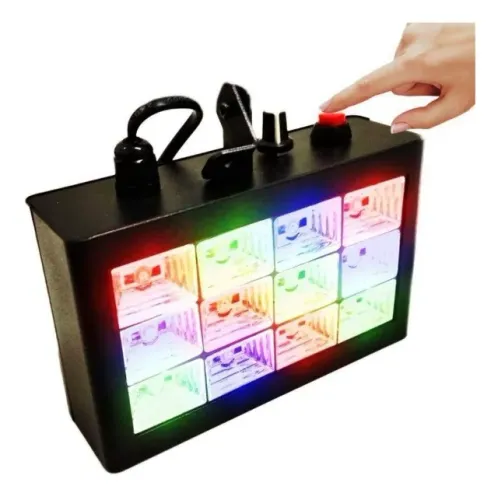 Strobo 12 Leds Iluminação Dj Boates Bailes Jogo De Luz Rgb