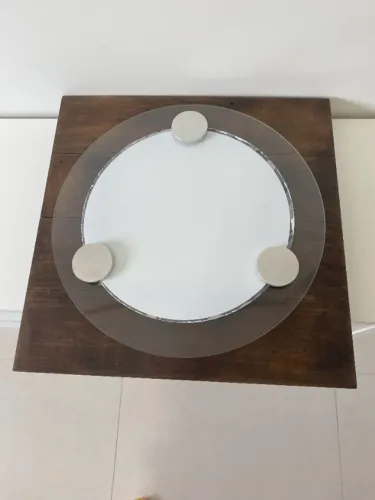 Luminária Plafon Quadrado em Madeira 52x52cm.