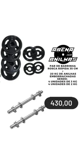Kit Halteres e Anilhas Emborrachadas - Arena das Anilhas