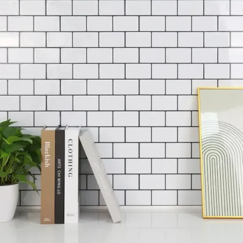Pastilha Adesiva Resinada  Tijolinho Branco Cozinha 2 m² - 26 Placas 30x30cm