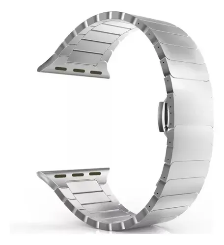 Pulseira Elos Borboleta Para Apple Watch Ultra 49mm 45m 44m Prateado 2 Cm 