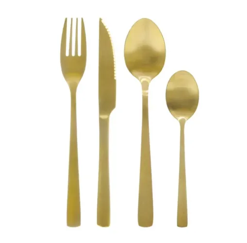 Conjunto de talheres em aço inox dourado 16 peças