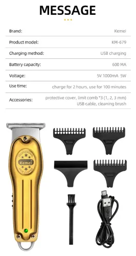 Máquina de Cortar Cabelo Kemei KM-679 Profissional