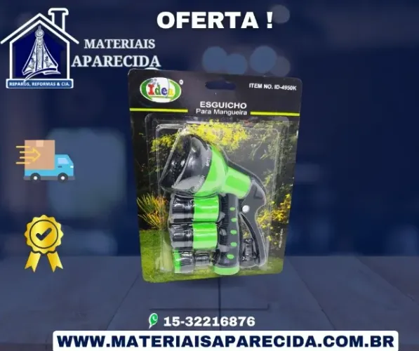 Esguicho 5 Jatos Plastico + Kit Engate Rapido IDEA ID-4950K