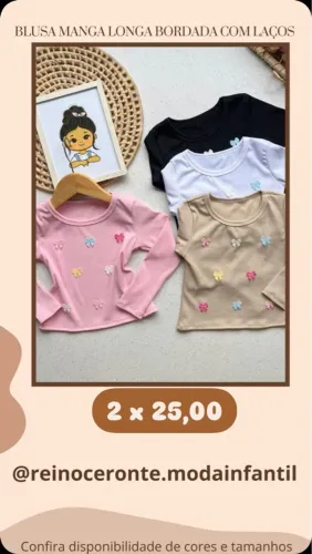 Blusa manga longa lacinhos - infantil