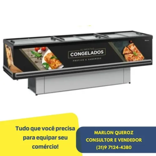 Ilha de Congelados 3 Metros Gelopar Vidro Reto