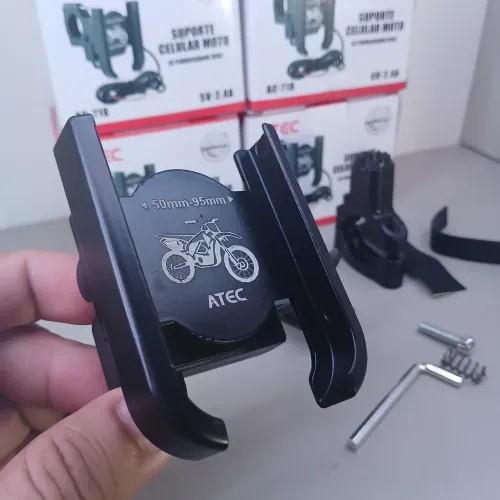Suporte com carregador de celular para Moto