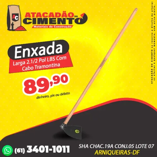 Enxada Larga 2.1/2 Pol LBS Com Cabo Tramontina
