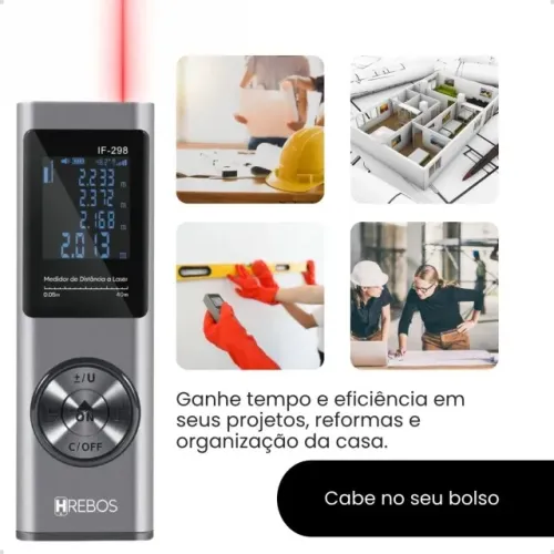 Trena Laser Digital Profissional Hrebos IF-298 Medidor de Distância 80m