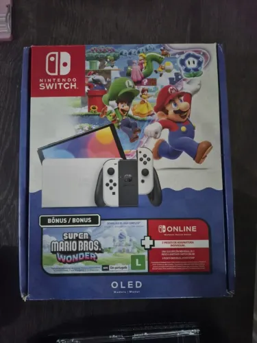 Nintendo Switch OLED 64GB Branco + Case + Maleta + Película de Vidro + Caixa Original