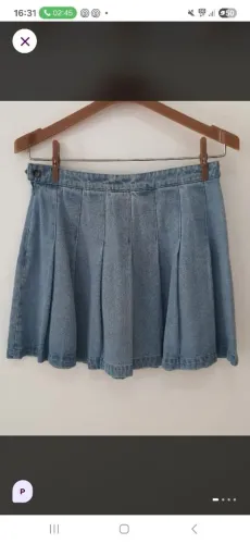 saia plissada de pregas jeans forever 21