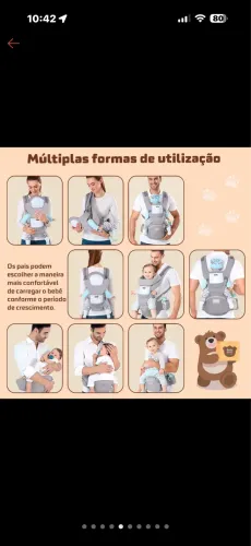 Bolsa Canguru Ergonômico Bebê Mãe 3 em 1 Bolsos Frontais e Laterais Proteção e Segurança