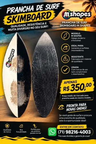 Vendo Prancha de Skimboard M Shapes Preto e Branco