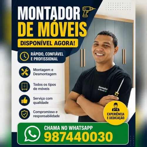 Montador De Móveis Disponível Agora aceitamos cartão