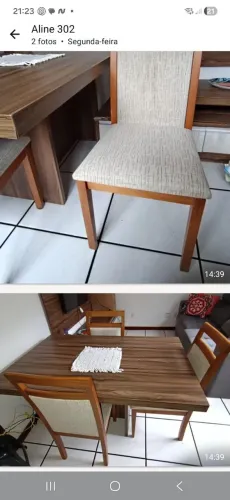 Mesa 1,35 MDF com 4 cadeiras estofadas