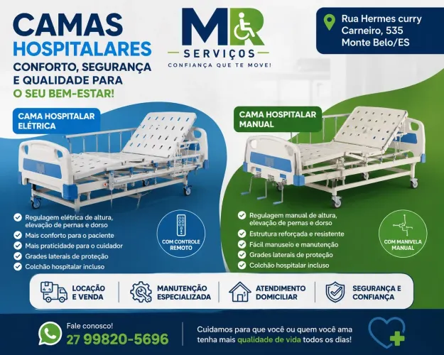 Cama Hospitalar Elétrica e Manual | Locação e Venda - MR Serviços
