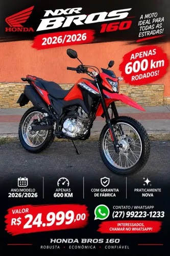 Honda NXR 160 Bros Flex 2026 zero único dono apenas 596 KM