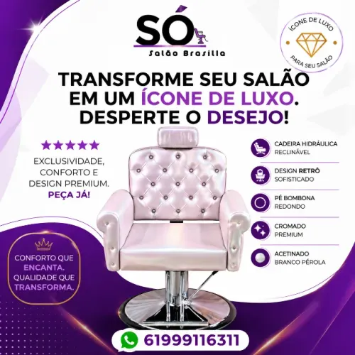 Cadeira Hidráulica Retrô Premium - Luxo, conforto e presença que impressiona suas clientes