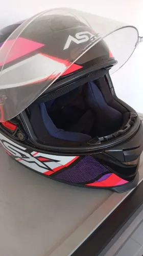 Capacete ASX Eagle SV Fast - Preto Lilas e Rosa Brilhante (Tam. 56)