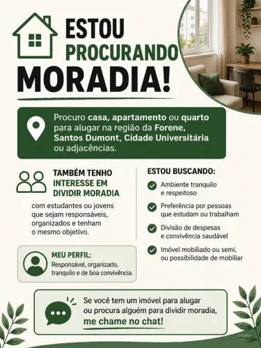 Procuro quarto, apartamento ou casa para alugar próximo à UFAL