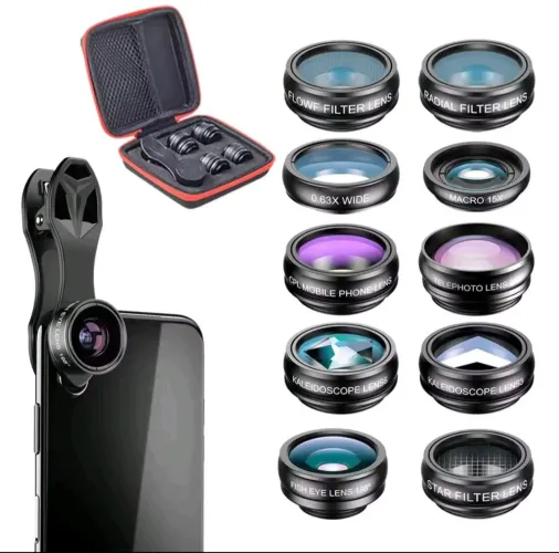 Lentes para celular kit 10 em 1 + lente microscópio digital com CPL - marca APEXEL
