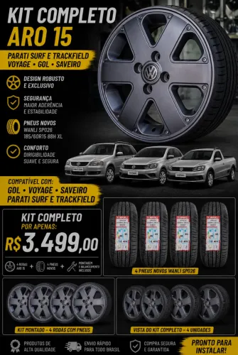 Rodas aro 15 4/100 Volkswagen Parati surf + pneus novos 