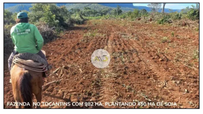 Fazenda á venda em Monte Carmo -To com 982 hectares, plantando soja em 450ha, troca em te