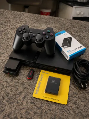 PLAYSTATION 2 SLIM+ 1 CONTROLE+ MEMORY CARD+ PEN DRIVER 64GB