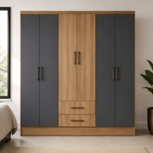 Guarda-Roupa Casal 6 Portas 2 Gavetas Califórnia Freijó Grafite- novo e a pronta entrega