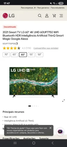 TV 60 Polegadas LG 4k SMART