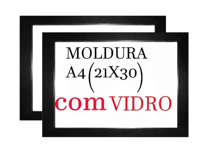 Moldura de madeira tamanho A4 (21 x 30 com vidro
