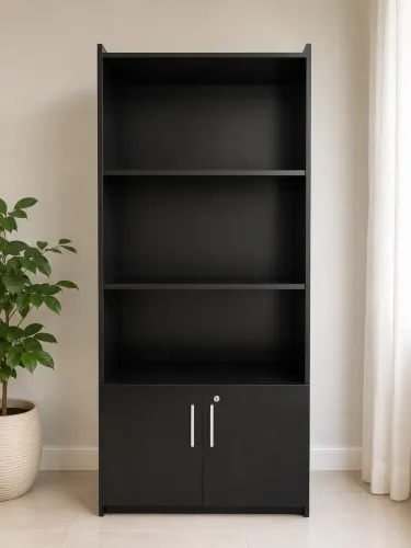 Armário preto elegante portas com chaves