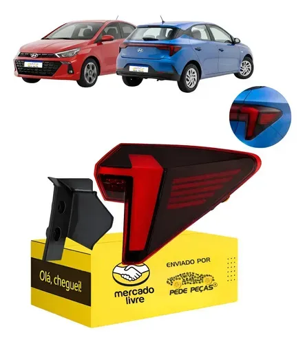 Lanterna Traseira Canto Hb20 Hatch 2023 24 25 2026 C/led Ld Direito/passageiro Vermelho