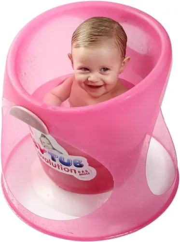 Banheira Ofurô Baby Tub Evolution 0 a 8 Meses ROSA - Banho Ergonômico que Acalma o Bebê, C