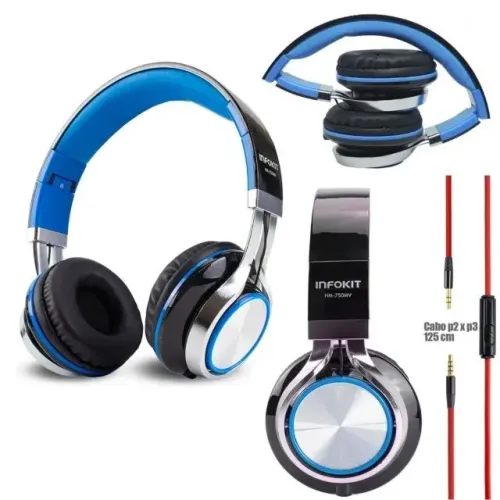 Headfone Com Microfone Para Pc e Smartphone Com fio Infokit