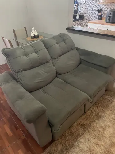 Sofá Retrátil e Reclinável Suede Cinza - Super Confortável!