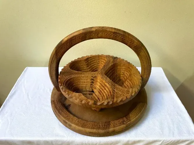 Fruteira Petisqueira Dobrável de Madeira Rústica