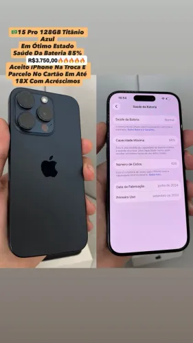 iPhone 15 Pro 128GB Titânio Azul ( Usado )