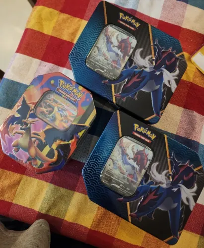 TCG Pokemon 2 Latas Samurott Copag e 1 Lata Mega Charizard Y Ex Ingles