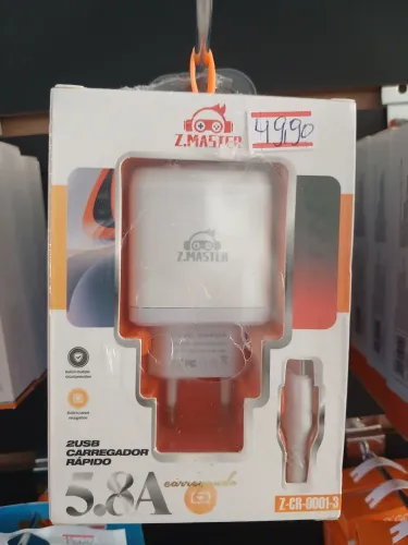 Carregador de Tomada Rápido Z.Master 5.8A Duas Saídas USB
