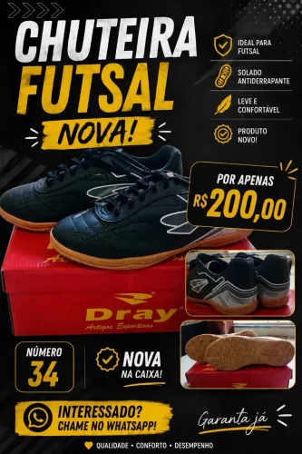 Chuteira Futsal Dray Nº 34 Nova na Caixa