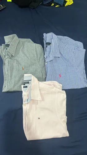 Lote de 3 camisas sociais maga curta Ralph Lauren e Tommy 